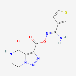 molecular formula C11H10N6O3S B3016023 (Z)-[amino(thiophen-3-yl)methylidene]amino 4-oxo-4H,5H,6H,7H-[1,2,3]triazolo[1,5-a]pyrazine-3-carboxylate CAS No. 1993523-83-3