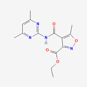 molecular formula C14H16N4O4 B3016024 Ethyl 4-{[(4,6-dimethyl-2-pyrimidinyl)amino]carbonyl}-5-methyl-3-isoxazolecarboxylate CAS No. 338761-56-1
