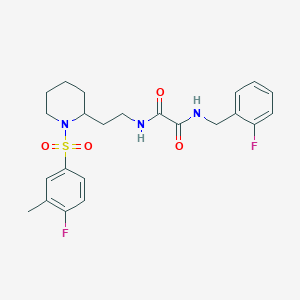 molecular formula C23H27F2N3O4S B3016097 N1-(2-(1-((4-fluoro-3-methylphenyl)sulfonyl)piperidin-2-yl)ethyl)-N2-(2-fluorobenzyl)oxalamide CAS No. 898461-09-1