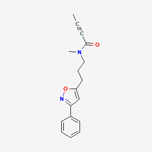 molecular formula C17H18N2O2 B3016179 N-Methyl-N-[3-(3-phenyl-1,2-oxazol-5-yl)propyl]but-2-ynamide CAS No. 2411283-27-5