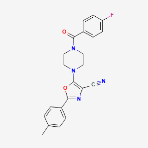 molecular formula C22H19FN4O2 B3016180 5-[4-(4-fluorobenzoyl)piperazin-1-yl]-2-(4-methylphenyl)-1,3-oxazole-4-carbonitrile CAS No. 946277-64-1