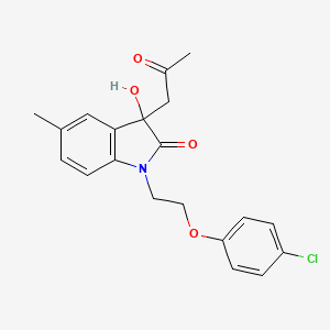 molecular formula C20H20ClNO4 B3016187 1-(2-(4-Chlorophenoxy)ethyl)-3-hydroxy-5-methyl-3-(2-oxopropyl)indolin-2-one CAS No. 879045-00-8