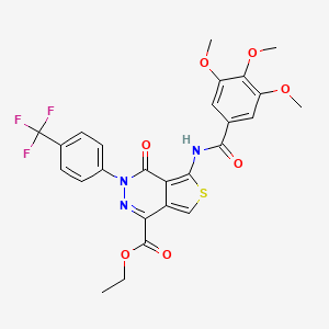 molecular formula C26H22F3N3O7S B3016192 Ethyl 4-oxo-3-(4-(trifluoromethyl)phenyl)-5-(3,4,5-trimethoxybenzamido)-3,4-dihydrothieno[3,4-d]pyridazine-1-carboxylate CAS No. 896677-05-7
