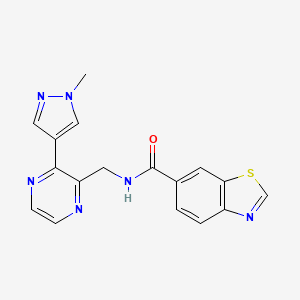 molecular formula C17H14N6OS B3016193 N-((3-(1-methyl-1H-pyrazol-4-yl)pyrazin-2-yl)methyl)benzo[d]thiazole-6-carboxamide CAS No. 2034230-45-8