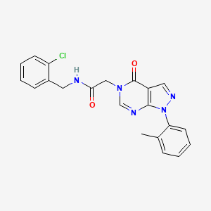 molecular formula C21H18ClN5O2 B3016284 N-[(2-chlorophenyl)methyl]-2-[1-(2-methylphenyl)-4-oxo-1H,4H,5H-pyrazolo[3,4-d]pyrimidin-5-yl]acetamide CAS No. 895014-46-7