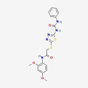 molecular formula C19H19N5O4S2 B3016330 N-(2,4-dimethoxyphenyl)-2-({5-[(phenylcarbamoyl)amino]-1,3,4-thiadiazol-2-yl}sulfanyl)acetamide CAS No. 946216-92-8