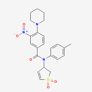 molecular formula C23H25N3O5S B3016334 N-(1,1-dioxo-2,3-dihydro-1lambda6-thiophen-3-yl)-N-(4-methylphenyl)-3-nitro-4-(piperidin-1-yl)benzamide CAS No. 371207-97-5