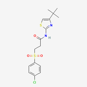 molecular formula C16H19ClN2O3S2 B3016389 N-(4-(tert-butyl)thiazol-2-yl)-3-((4-chlorophenyl)sulfonyl)propanamide CAS No. 904271-05-2