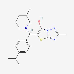 molecular formula C21H28N4OS B3016451 2-methyl-5-[(3-methylpiperidin-1-yl)[4-(propan-2-yl)phenyl]methyl]-[1,2,4]triazolo[3,2-b][1,3]thiazol-6-ol CAS No. 851809-99-9