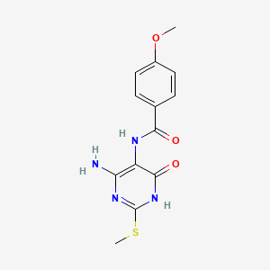 molecular formula C13H14N4O3S B3016463 N-(4-amino-2-(methylthio)-6-oxo-1,6-dihydropyrimidin-5-yl)-4-methoxybenzamide CAS No. 888416-34-0