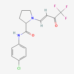 (E)-N-(4-chlorophenyl)-1-(4,4,4-trifluoro-3-oxobut-1-en-1-yl)pyrrolidine-2-carboxamide