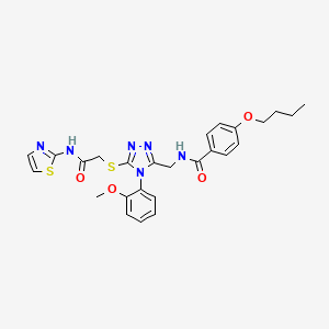 4-butoxy-N-((4-(2-methoxyphenyl)-5-((2-oxo-2-(thiazol-2-ylamino)ethyl)thio)-4H-1,2,4-triazol-3-yl)methyl)benzamide