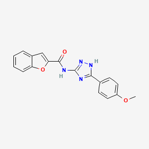 molecular formula C18H14N4O3 B3016599 N-[5-(4-methoxyphenyl)-1H-1,2,4-triazol-3-yl]-1-benzofuran-2-carboxamide CAS No. 929471-00-1