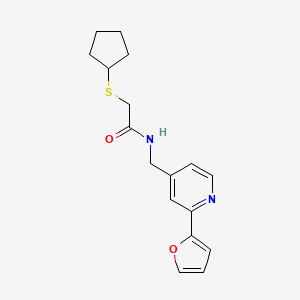2-(cyclopentylthio)-N-((2-(furan-2-yl)pyridin-4-yl)methyl)acetamide