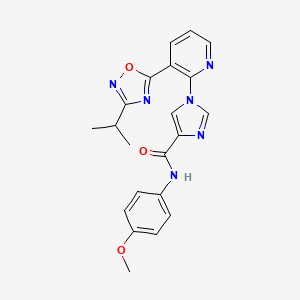 molecular formula C21H20N6O3 B3016604 N-(4-methoxyphenyl)-1-{3-[3-(propan-2-yl)-1,2,4-oxadiazol-5-yl]pyridin-2-yl}-1H-imidazole-4-carboxamide CAS No. 1251577-60-2