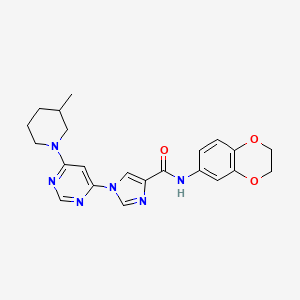 molecular formula C22H24N6O3 B3016630 N-(2,3-dihydro-1,4-benzodioxin-6-yl)-1-[6-(3-methylpiperidin-1-yl)pyrimidin-4-yl]-1H-imidazole-4-carboxamide CAS No. 1251605-50-1