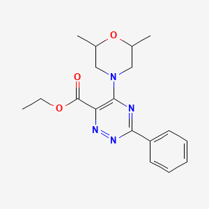 molecular formula C18H22N4O3 B3016636 Ethyl 5-(2,6-dimethylmorpholin-4-yl)-3-phenyl-1,2,4-triazine-6-carboxylate CAS No. 866051-58-3