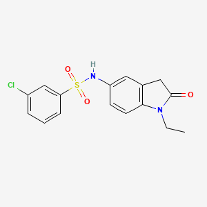 molecular formula C16H15ClN2O3S B3016642 3-chloro-N-(1-ethyl-2-oxoindolin-5-yl)benzenesulfonamide CAS No. 921786-60-9