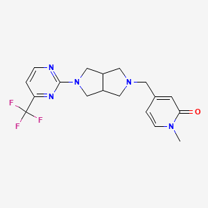 molecular formula C18H20F3N5O B3016647 1-Methyl-4-[[5-[4-(trifluoromethyl)pyrimidin-2-yl]-1,3,3a,4,6,6a-hexahydropyrrolo[3,4-c]pyrrol-2-yl]methyl]pyridin-2-one CAS No. 2415510-64-2