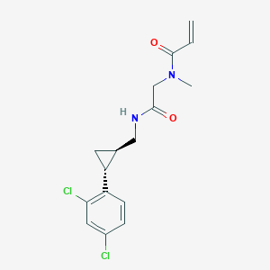 molecular formula C16H18Cl2N2O2 B3016649 N-[2-[[(1R,2R)-2-(2,4-Dichlorophenyl)cyclopropyl]methylamino]-2-oxoethyl]-N-methylprop-2-enamide CAS No. 2199408-47-2