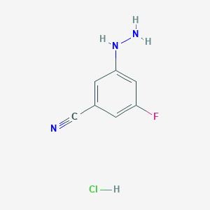 molecular formula C7H7ClFN3 B3016653 3-fluoro-5-hydrazinylbenzonitrile hydrochloride CAS No. 2174007-81-7