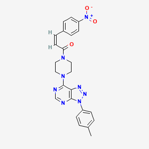 molecular formula C24H22N8O3 B3016655 (Z)-3-(4-nitrophenyl)-1-(4-(3-(p-tolyl)-3H-[1,2,3]triazolo[4,5-d]pyrimidin-7-yl)piperazin-1-yl)prop-2-en-1-one CAS No. 941887-53-2