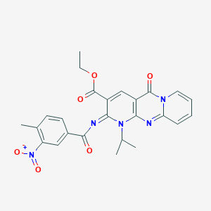 molecular formula C25H23N5O6 B3016661 (Z)-ethyl 1-isopropyl-2-((4-methyl-3-nitrobenzoyl)imino)-5-oxo-2,5-dihydro-1H-dipyrido[1,2-a:2',3'-d]pyrimidine-3-carboxylate CAS No. 534567-12-9
