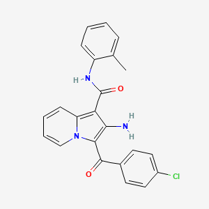 molecular formula C23H18ClN3O2 B3016662 2-amino-3-(4-chlorobenzoyl)-N-(2-methylphenyl)indolizine-1-carboxamide CAS No. 898452-90-9