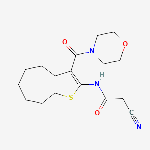 molecular formula C17H21N3O3S B3016665 2-cyano-N-[3-(morpholin-4-ylcarbonyl)-5,6,7,8-tetrahydro-4H-cyclohepta[b]thien-2-yl]acetamide CAS No. 588715-49-5