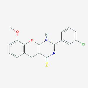 molecular formula C18H13ClN2O2S B3016666 2-(3-Chlorophenyl)-9-methoxy-1,5-dihydrochromeno[2,3-d]pyrimidine-4-thione CAS No. 866807-88-7