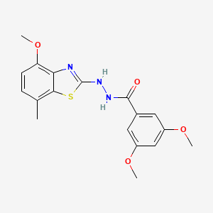 molecular formula C18H19N3O4S B3016668 3,5-dimethoxy-N'-(4-methoxy-7-methyl-1,3-benzothiazol-2-yl)benzohydrazide CAS No. 851987-74-1