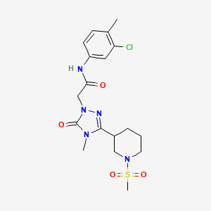 molecular formula C18H24ClN5O4S B3016676 N-(3-chloro-4-methylphenyl)-2-(4-methyl-3-(1-(methylsulfonyl)piperidin-3-yl)-5-oxo-4,5-dihydro-1H-1,2,4-triazol-1-yl)acetamide CAS No. 1105212-79-0