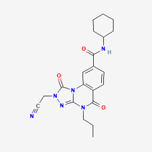 molecular formula C21H24N6O3 B3016685 2-(cyanomethyl)-N-cyclohexyl-1,5-dioxo-4-propyl-[1,2,4]triazolo[4,3-a]quinazoline-8-carboxamide CAS No. 1105230-97-4