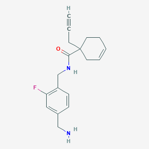 B3016724 N-[[4-(Aminomethyl)-2-fluorophenyl]methyl]-1-prop-2-ynylcyclohex-3-ene-1-carboxamide CAS No. 2470435-40-4