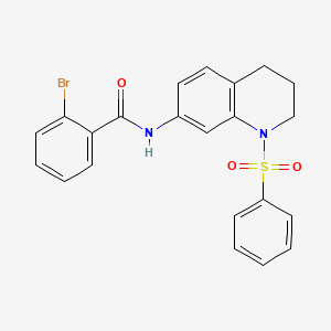 molecular formula C22H19BrN2O3S B3016730 2-bromo-N-(1-(phenylsulfonyl)-1,2,3,4-tetrahydroquinolin-7-yl)benzamide CAS No. 1005299-57-9