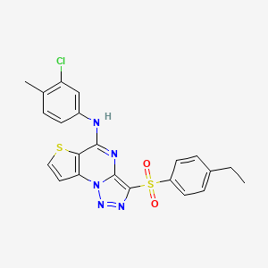 molecular formula C22H18ClN5O2S2 B3016731 N-(3-chloro-4-methylphenyl)-3-[(4-ethylphenyl)sulfonyl]thieno[2,3-e][1,2,3]triazolo[1,5-a]pyrimidin-5-amine CAS No. 892744-16-0