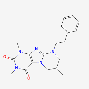 molecular formula C19H23N5O2 B3016735 1,3,7-trimethyl-9-(2-phenylethyl)-7,8-dihydro-6H-purino[7,8-a]pyrimidine-2,4-dione CAS No. 877616-21-2