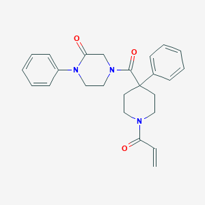 molecular formula C25H27N3O3 B3016740 1-Phenyl-4-(4-phenyl-1-prop-2-enoylpiperidine-4-carbonyl)piperazin-2-one CAS No. 2361764-67-0