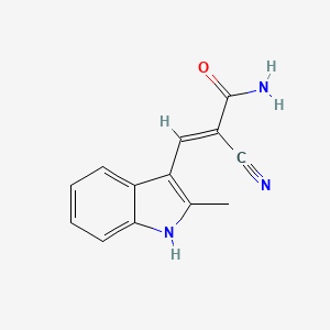 molecular formula C13H11N3O B3016742 (E)-2-cyano-3-(2-methyl-1H-indol-3-yl)prop-2-enamide CAS No. 387843-98-3