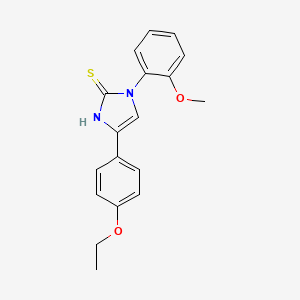 molecular formula C18H18N2O2S B3016746 4-(4-ethoxyphenyl)-1-(2-methoxyphenyl)-1,3-dihydro-2H-imidazole-2-thione CAS No. 688791-29-9