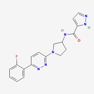molecular formula C18H17FN6O B3016762 N-[1-[6-(2-fluorophenyl)pyridazin-3-yl]pyrrolidin-3-yl]-1H-pyrazole-5-carboxamide CAS No. 1396857-58-1