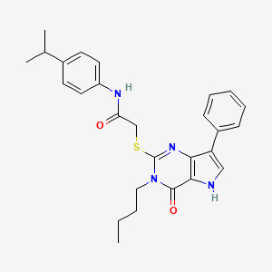 2-[(3-butyl-4-oxo-7-phenyl-4,5-dihydro-3H-pyrrolo[3,2-d]pyrimidin-2-yl)sulfanyl]-N-[4-(propan-2-yl)phenyl]acetamide