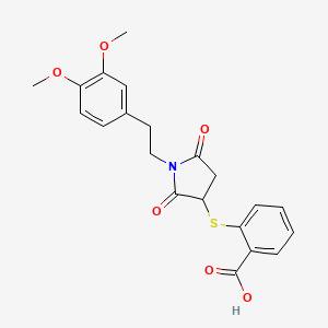 2-((1-(3,4-Dimethoxyphenethyl)-2,5-dioxopyrrolidin-3-yl)thio)benzoic acid
