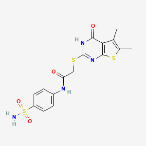 2-[(4-hydroxy-5,6-dimethylthieno[2,3-d]pyrimidin-2-yl)sulfanyl]-N-(4-sulfamoylphenyl)acetamide
