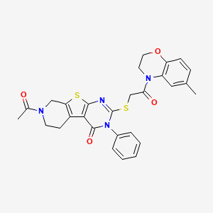7-acetyl-2-((2-(6-methyl-2H-benzo[b][1,4]oxazin-4(3H)-yl)-2-oxoethyl)thio)-3-phenyl-5,6,7,8-tetrahydropyrido[4',3':4,5]thieno[2,3-d]pyrimidin-4(3H)-one