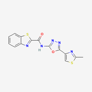 molecular formula C14H9N5O2S2 B3017068 N-[5-(2-methyl-1,3-thiazol-4-yl)-1,3,4-oxadiazol-2-yl]-1,3-benzothiazole-2-carboxamide CAS No. 1251609-53-6