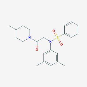 molecular formula C22H28N2O3S B301708 N-(3,5-dimethylphenyl)-N-[2-(4-methyl-1-piperidinyl)-2-oxoethyl]benzenesulfonamide 