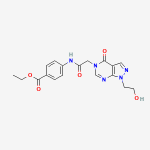 Ethyl 4-[[2-[1-(2-hydroxyethyl)-4-oxopyrazolo[3,4-d]pyrimidin-5-yl]acetyl]amino]benzoate