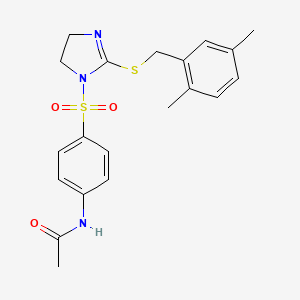 N-[4-[[2-[(2,5-dimethylphenyl)methylsulfanyl]-4,5-dihydroimidazol-1-yl]sulfonyl]phenyl]acetamide