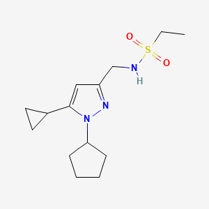 molecular formula C14H23N3O2S B3017136 N-((1-cyclopentyl-5-cyclopropyl-1H-pyrazol-3-yl)methyl)ethanesulfonamide CAS No. 1448072-13-6